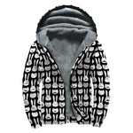 Rabbit And Cat Pattern Print Sherpa Lined Zip Up Hoodie