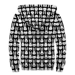 Rabbit And Cat Pattern Print Sherpa Lined Zip Up Hoodie