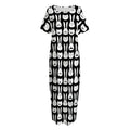 Rabbit And Cat Pattern Print Short Sleeve Long Nightdress