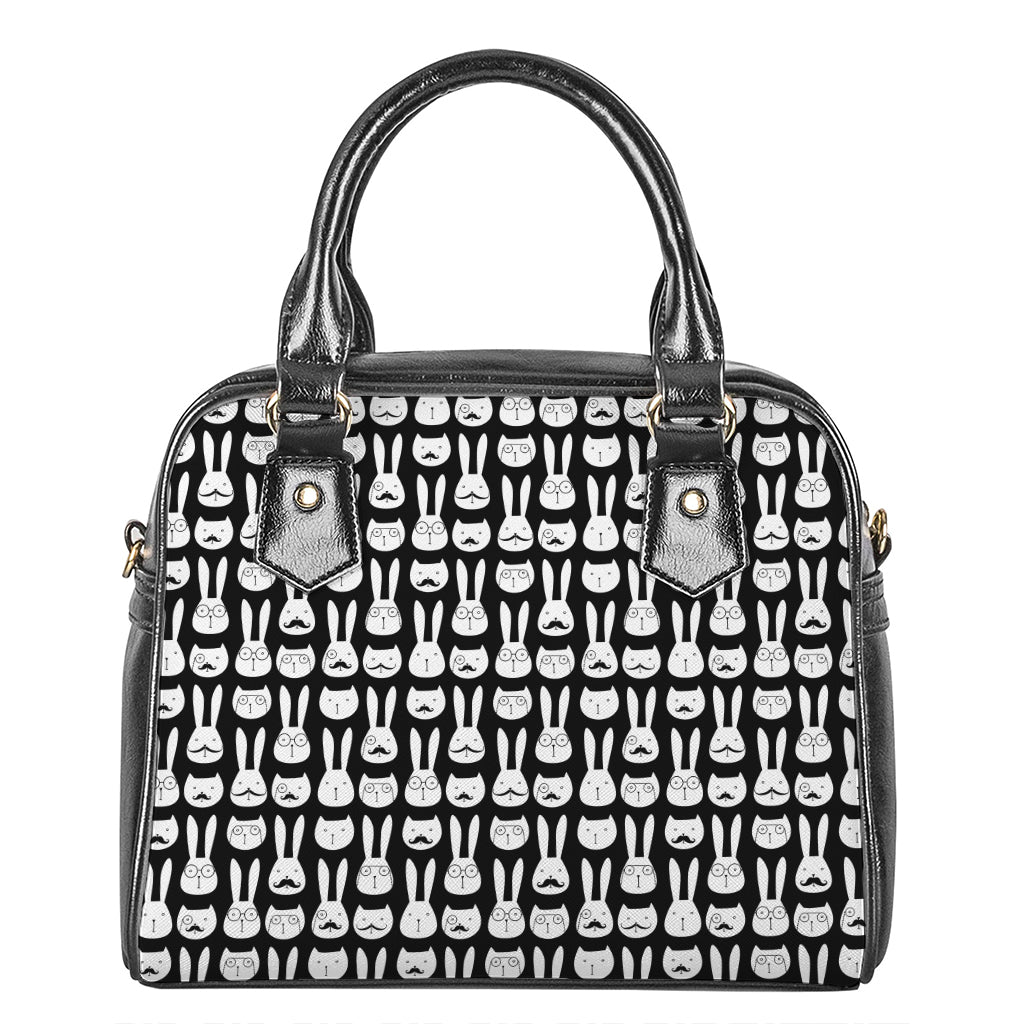 Rabbit And Cat Pattern Print Shoulder Handbag