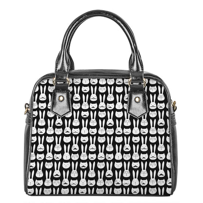 Rabbit And Cat Pattern Print Shoulder Handbag