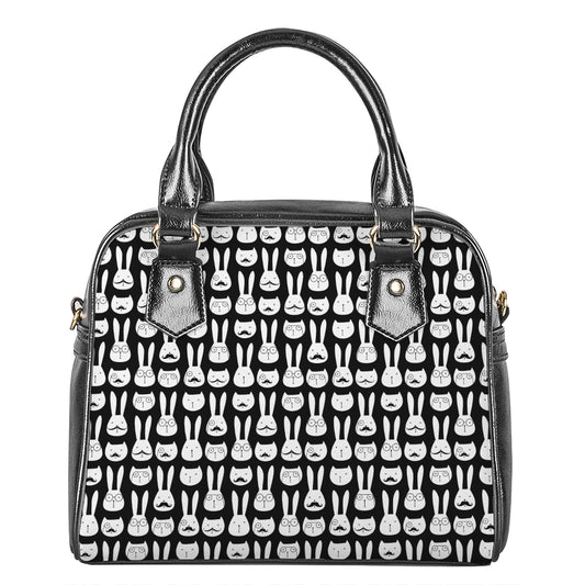 Rabbit And Cat Pattern Print Shoulder Handbag