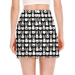 Rabbit And Cat Pattern Print Side Slit Mini Skirt