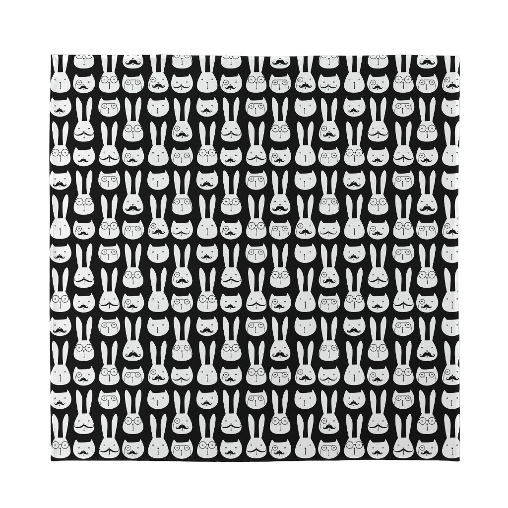 Rabbit And Cat Pattern Print Silk Bandana