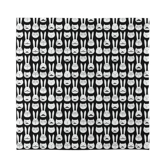 Rabbit And Cat Pattern Print Silk Bandana