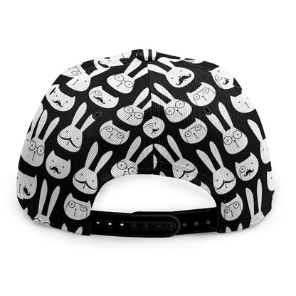 Rabbit And Cat Pattern Print Snapback Cap