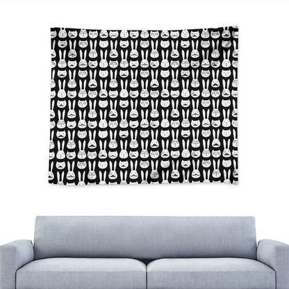 Rabbit And Cat Pattern Print Tapestry