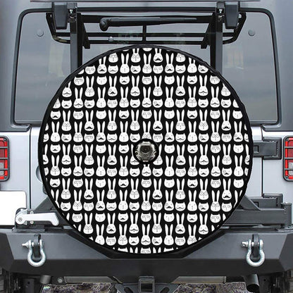 Rabbit And Cat Pattern Print Tire Cover With Camera Hole