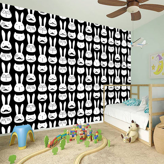 Rabbit And Cat Pattern Print Wall Sticker