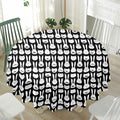 Rabbit And Cat Pattern Print Waterproof Round Tablecloth