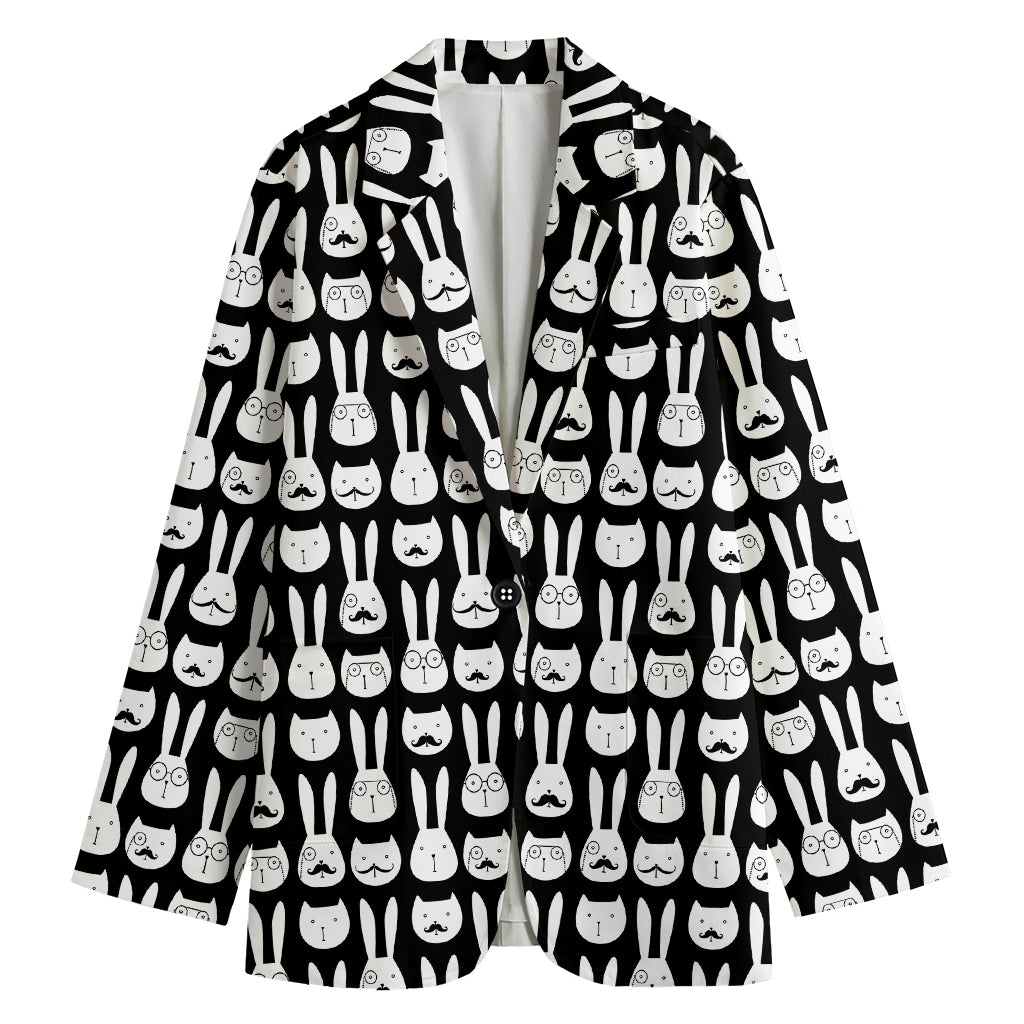 Rabbit And Cat Pattern Print Women's Blazer