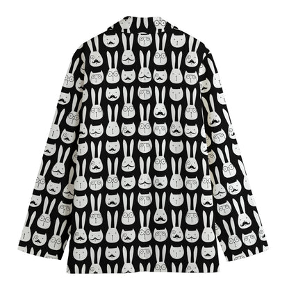Rabbit And Cat Pattern Print Women's Blazer
