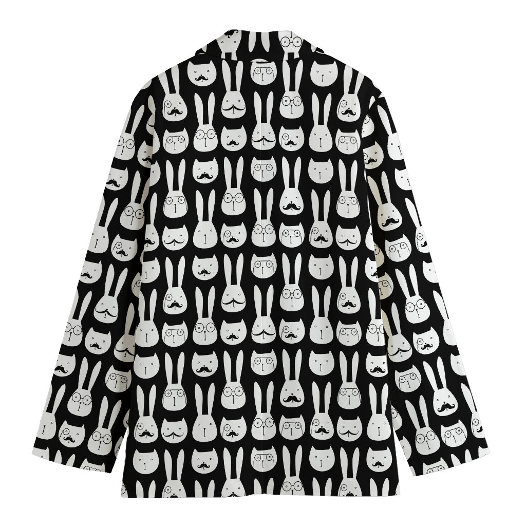 Rabbit And Cat Pattern Print Women's Cotton Blazer
