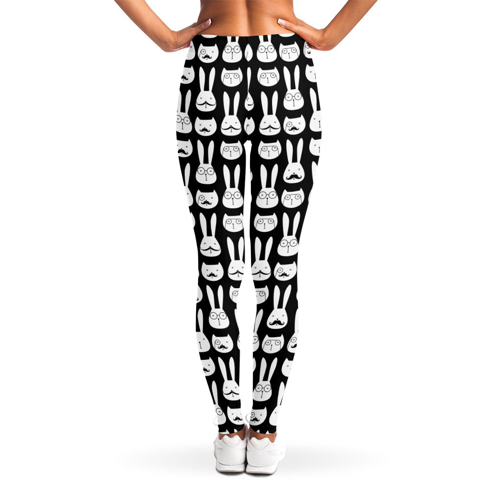 Rabbit And Cat Pattern Print Women's Leggings