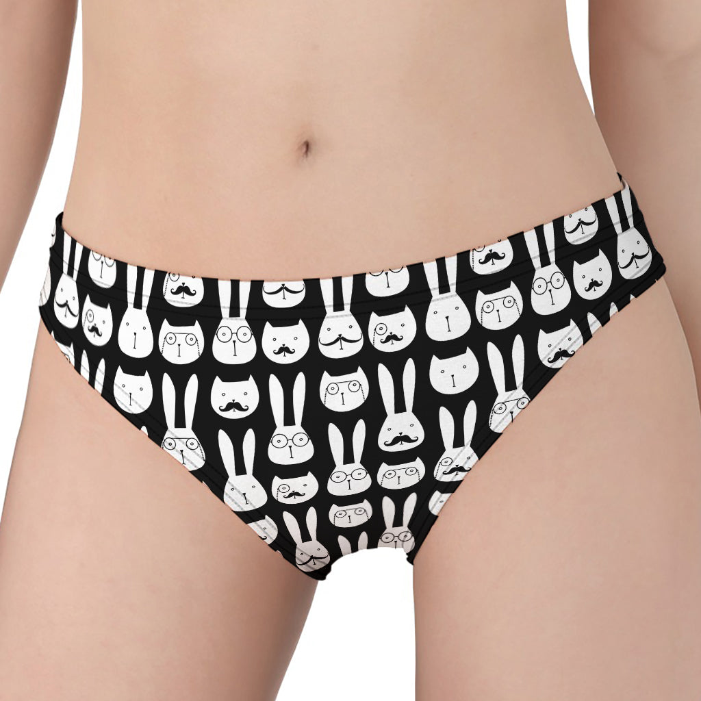 Rabbit And Cat Pattern Print Women's Panties