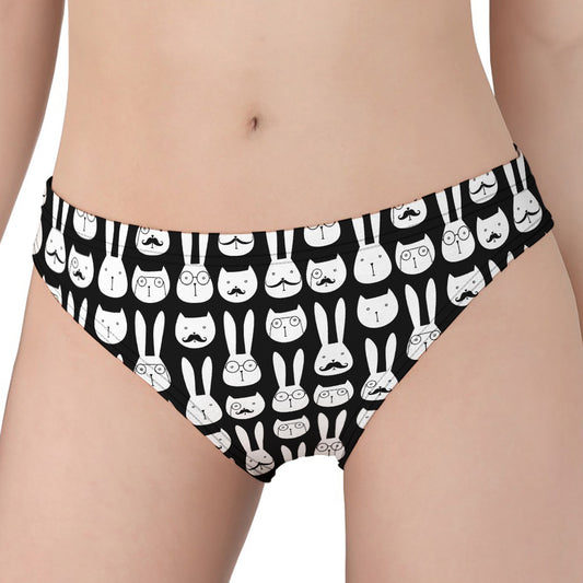 Rabbit And Cat Pattern Print Women's Panties