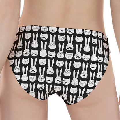 Rabbit And Cat Pattern Print Women's Panties