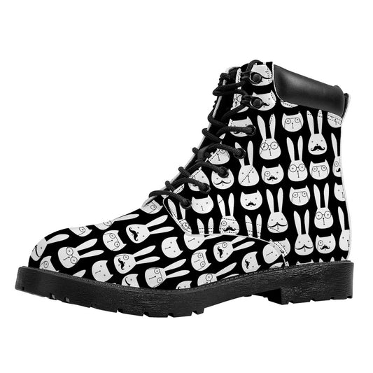 Rabbit And Cat Pattern Print Work Boots