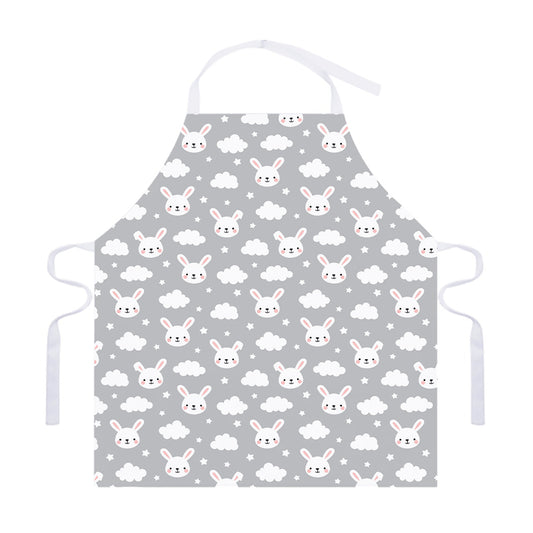 Rabbit And Cloud Pattern Print Adjustable Apron