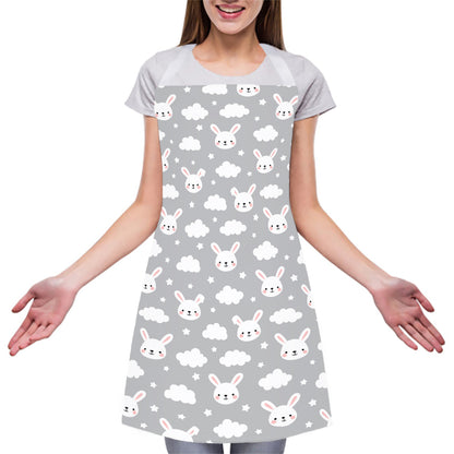 Rabbit And Cloud Pattern Print Adjustable Apron