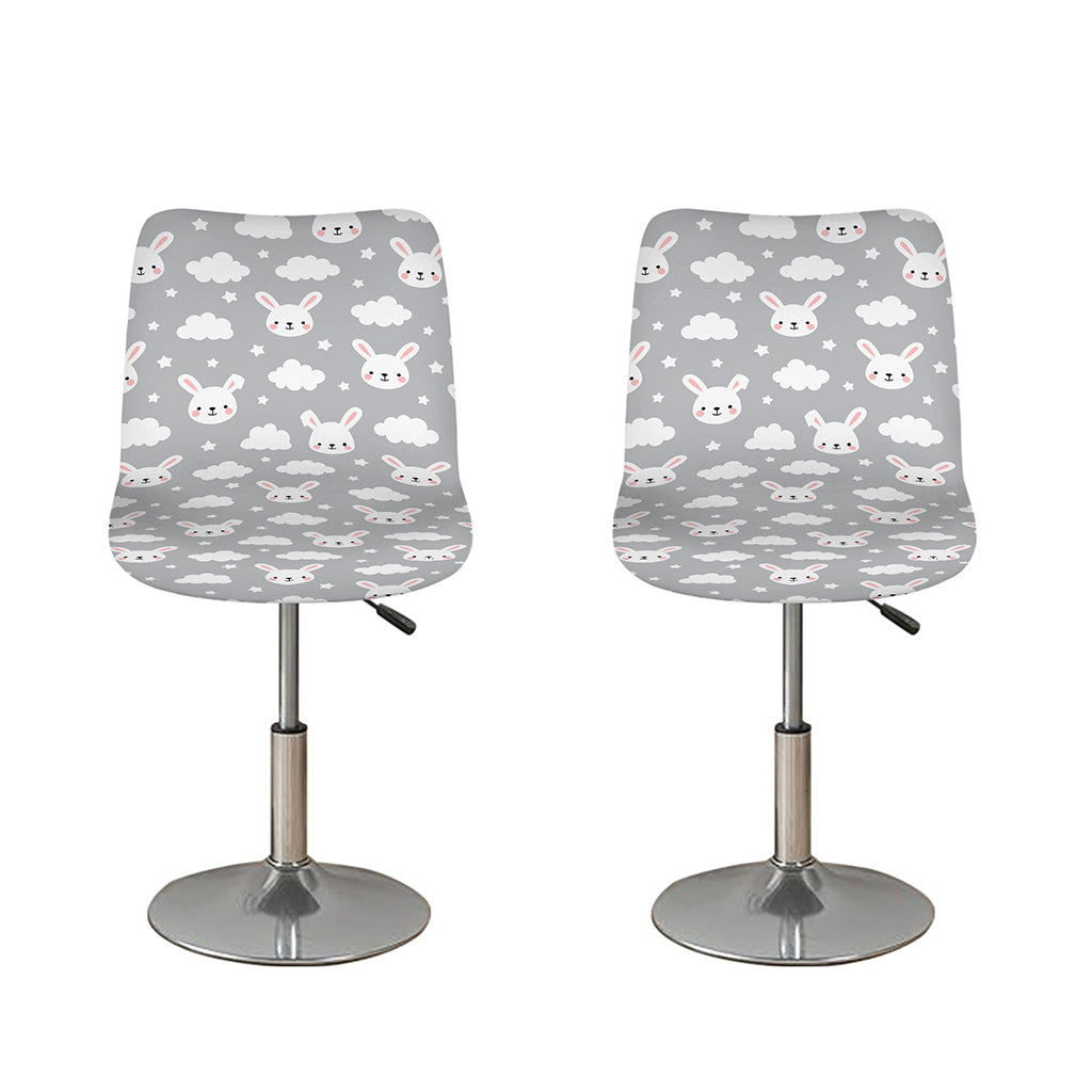 Rabbit And Cloud Pattern Print Bar Stool Covers