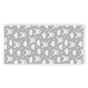 Rabbit And Cloud Pattern Print Beach Towel