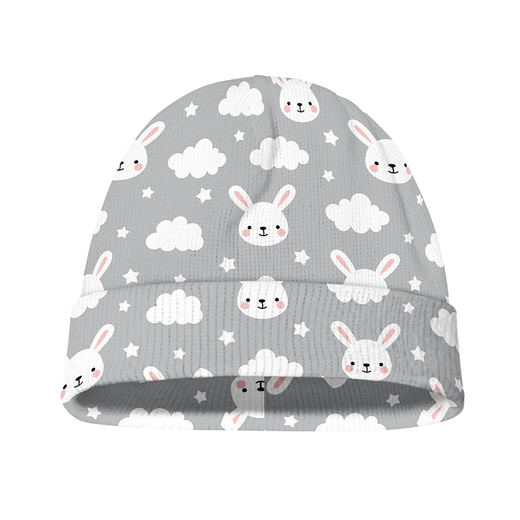 Rabbit And Cloud Pattern Print Beanie