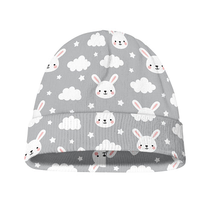 Rabbit And Cloud Pattern Print Beanie