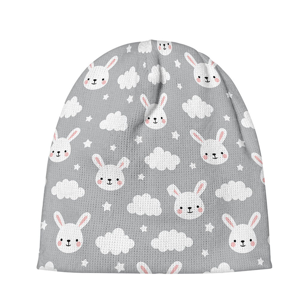 Rabbit And Cloud Pattern Print Beanie