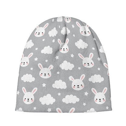 Rabbit And Cloud Pattern Print Beanie