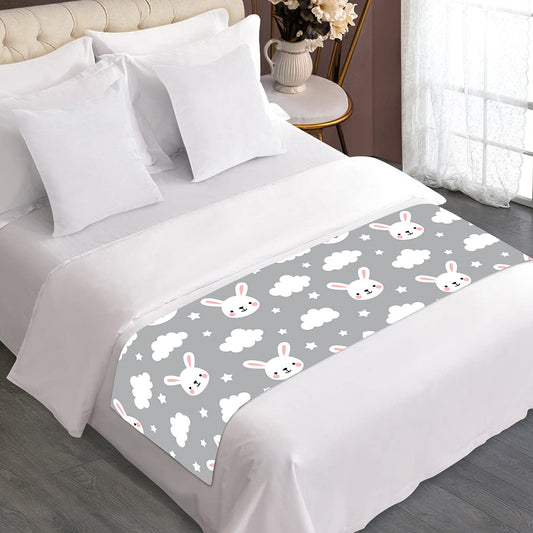 Rabbit And Cloud Pattern Print Bed Runner