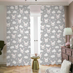 Rabbit And Cloud Pattern Print Blackout Pencil Pleat Curtains