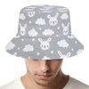 Rabbit And Cloud Pattern Print Bucket Hat