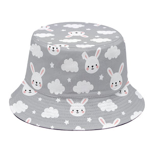 Rabbit And Cloud Pattern Print Bucket Hat