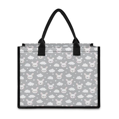 Rabbit And Cloud Pattern Print Canvas Tote Bag