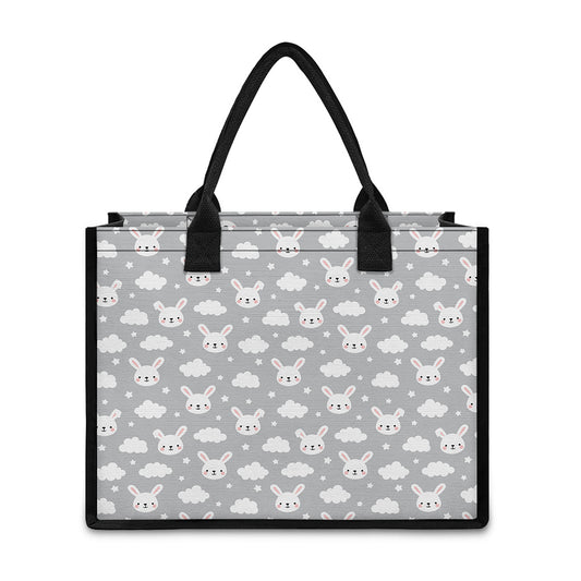 Rabbit And Cloud Pattern Print Canvas Tote Bag