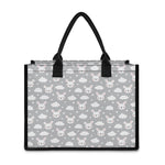 Rabbit And Cloud Pattern Print Canvas Tote Bag