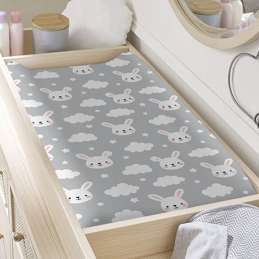 Rabbit And Cloud Pattern Print Changing Pad Cover