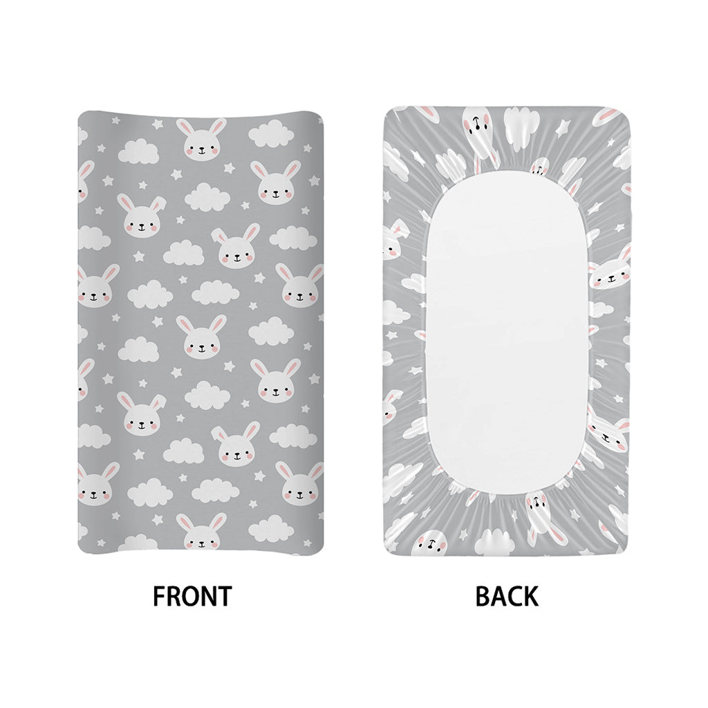 Rabbit And Cloud Pattern Print Changing Pad Cover