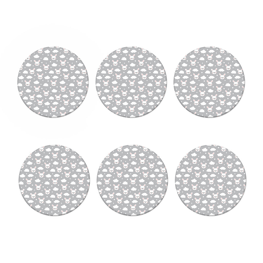 Rabbit And Cloud Pattern Print Coaster Set