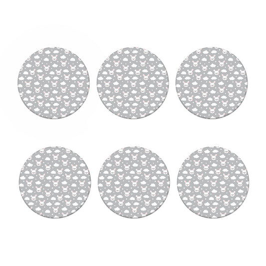 Rabbit And Cloud Pattern Print Coaster Set