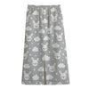 Rabbit And Cloud Pattern Print Cotton Front Slit Maxi Skirt