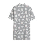 Rabbit And Cloud Pattern Print Cotton Hawaiian Shirt