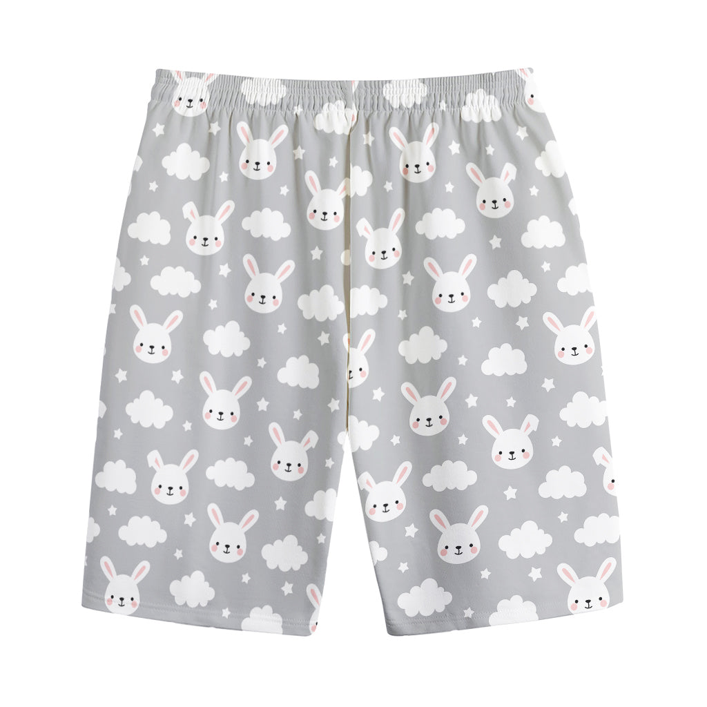 Rabbit And Cloud Pattern Print Cotton Shorts
