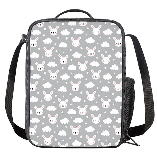 Rabbit And Cloud Pattern Print Crossbody Lunch Bag