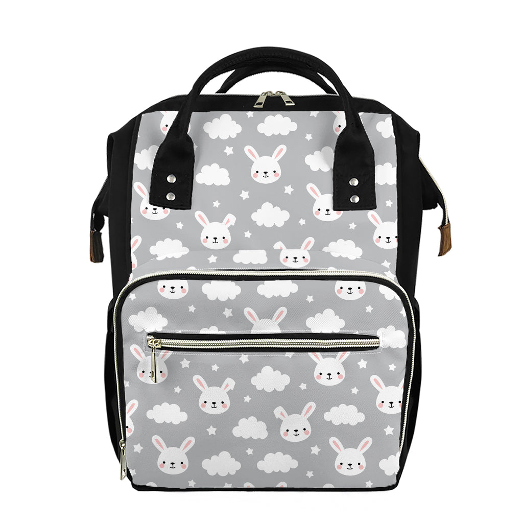 Rabbit And Cloud Pattern Print Diaper Bag