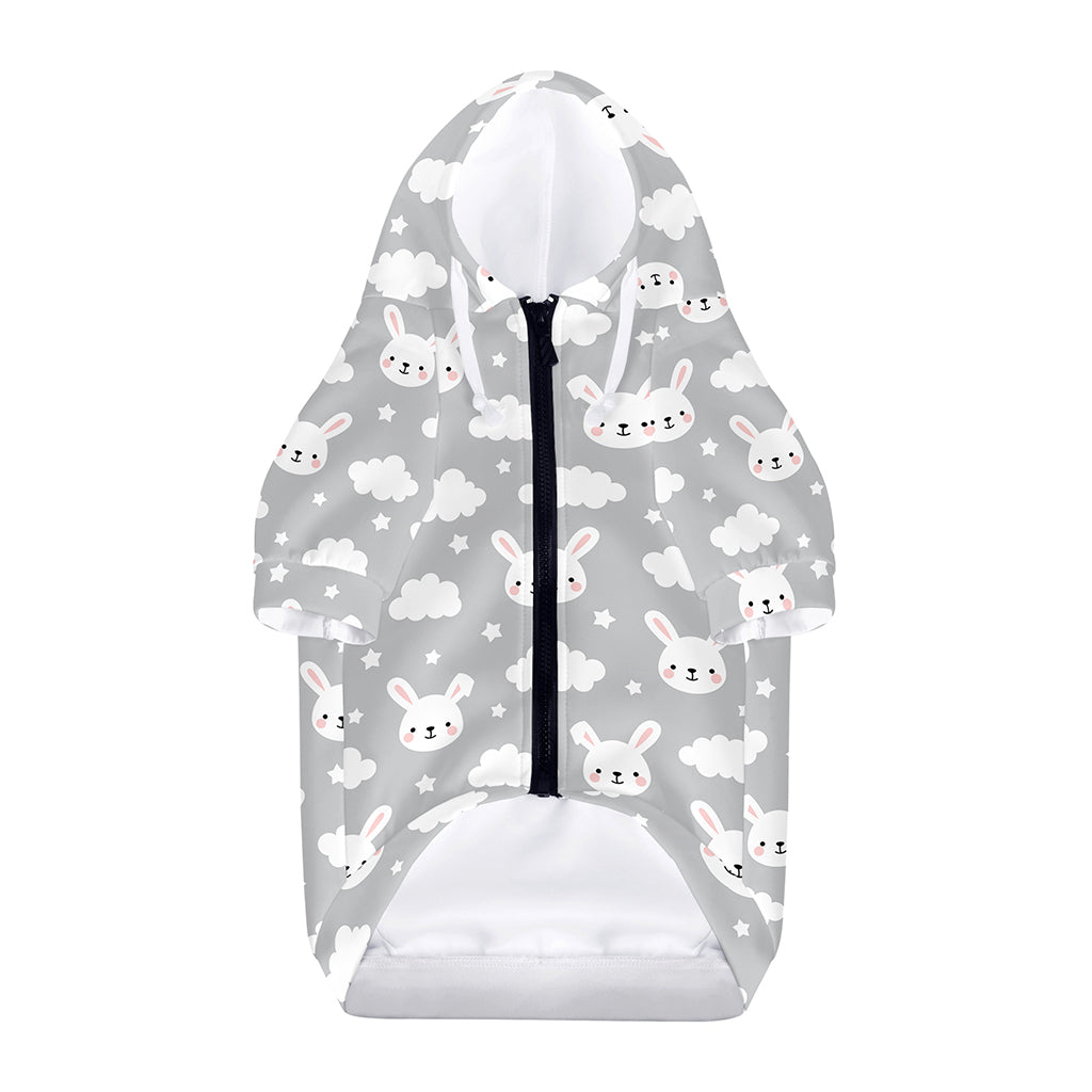 Rabbit And Cloud Pattern Print Dog Zip Up Hoodie