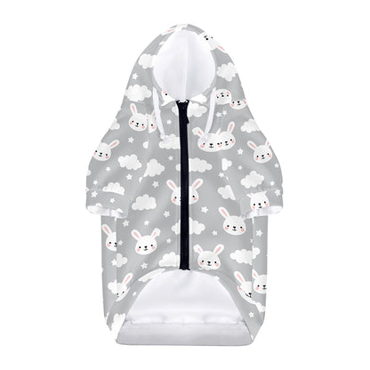 Rabbit And Cloud Pattern Print Dog Zip Up Hoodie