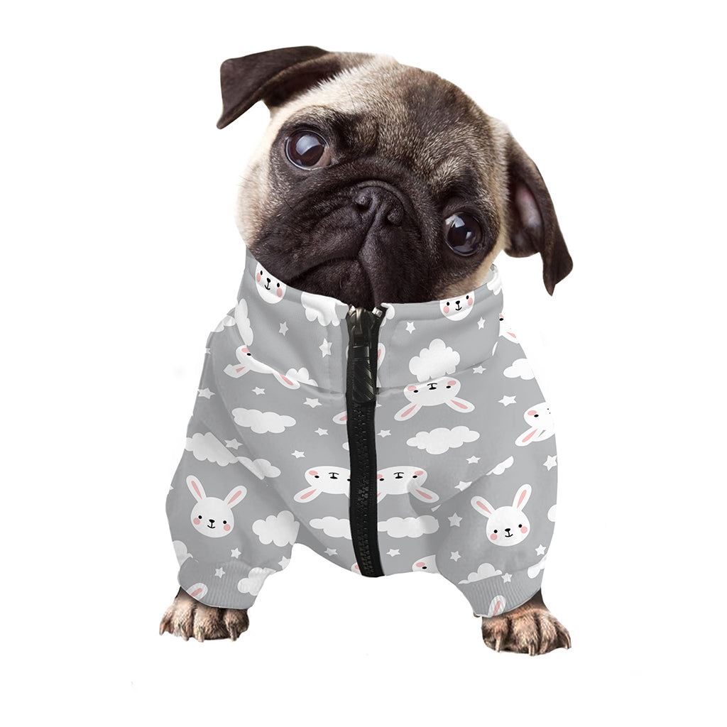 Rabbit And Cloud Pattern Print Dog Zip Up Jacket