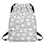 Rabbit And Cloud Pattern Print Drawstring Backpack